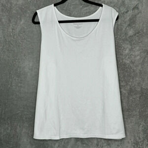 Drapers & Damons 2X Tank Top Shirt White Scoop Neck Sleeveless Cotton Blend Knit